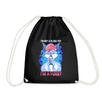 I'm not a plush toy I'm a Furry I Furries Fandom - Drawstring Bag - black - Front