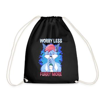 Worry less Furry more I Fursona Cosplay Fandom - Drawstring Bag - black - Front