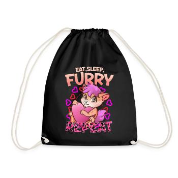 Eat Sleep Furry Repeat I Furries Fandom Cosplay - Drawstring Bag - black - Front