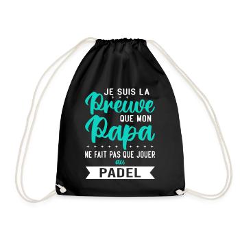 Mon papa ne fait pas que jouer au padel - Sac de sport léger - noir - Devant