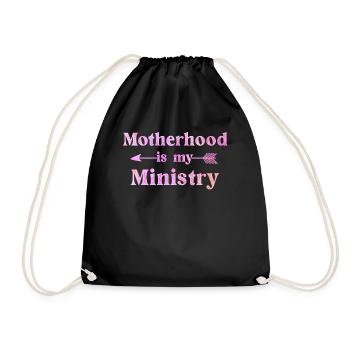 Motherhood Is My Ministry - Drawstring Bag - black - Front