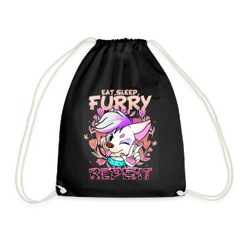 Eat Sleep Furry Repeat I Furries Fandom Cosplay - Drawstring Bag - black - Front