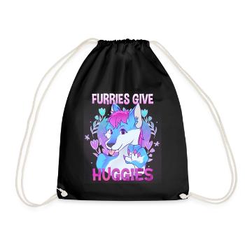 Furries give Huggies I Furry Fandom I Cosplay - Drawstring Bag - black - Front