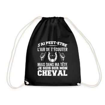 Je Suis à Cheval - Cadeau Humour Cheval équitation - Sac de sport léger - noir - Devant