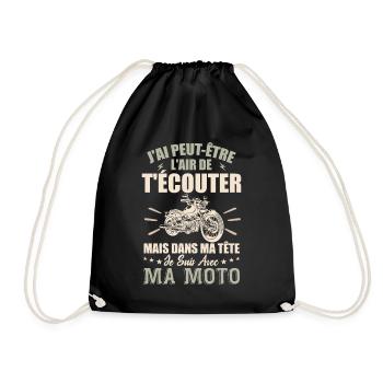 In My Head I Ride Motorcycle - Biker Gift - Drawstring Bag - black - Front
