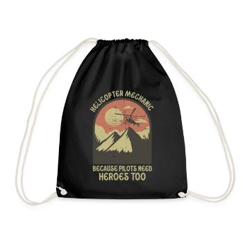 Helicopter Mechanic Heroes Pride - Drawstring Bag - black - Front