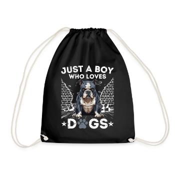 Just A Boy Who Loves Dogs - Drawstring Bag - black - Front