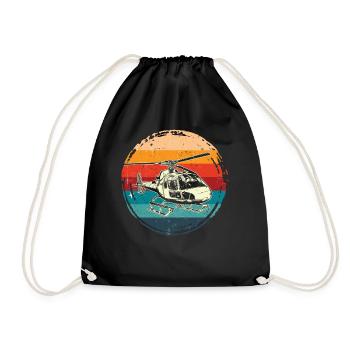Rotorcraft Silhouette Helicopter Pilot - Drawstring Bag - black - Front