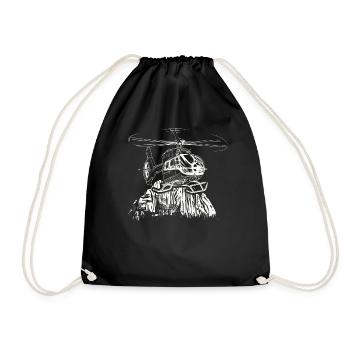 Rotorcraft Silhouette Helicopter Pilot - Drawstring Bag - black - Front