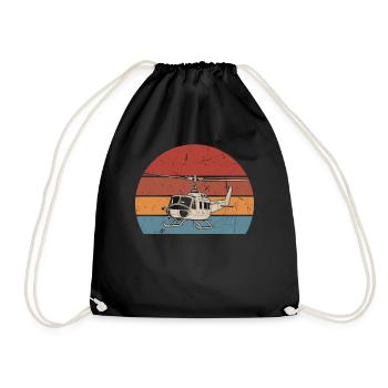 Rotorcraft Silhouette Helicopter Pilot - Drawstring Bag - black - Front