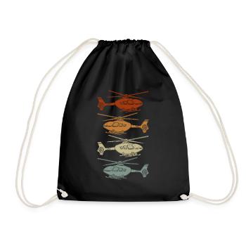 Rotorcraft Silhouette Helicopter Pilot - Drawstring Bag - black - Front