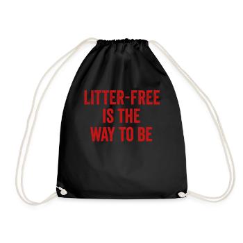 No Littering Anti Littering Earth Day - Drawstring Bag - black - Front