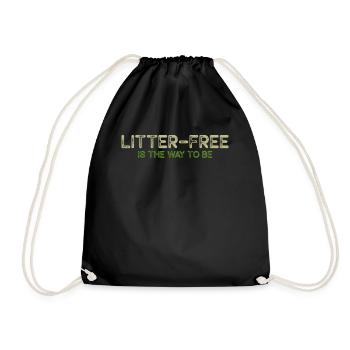 No Littering Anti Littering Earth Day - Drawstring Bag - black - Front