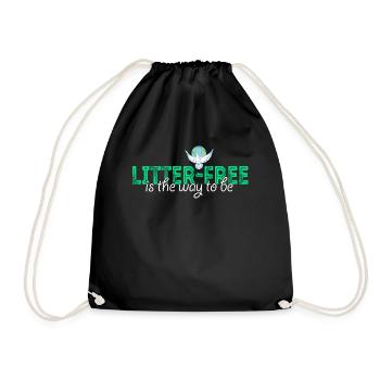 No Littering Anti Littering Earth Day - Drawstring Bag - black - Front