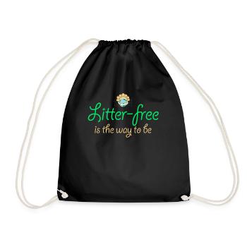 No Littering Anti Littering Earth Day - Drawstring Bag - black - Front