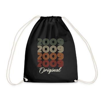 2009 Original Vintage Geburtstagsgeschenk 2009 - Turnbeutel - Schwarz - Vorne