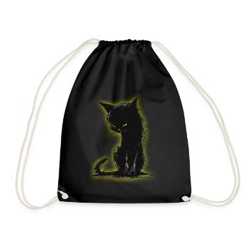 Katze schwarz Cat black - Turnbeutel - Schwarz - Vorne
