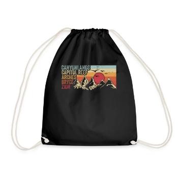 Explore Utah National Parks Mountains - Drawstring Bag - black - Front