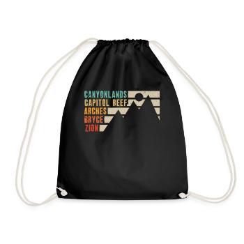 Explore Utah National Parks Mountains - Drawstring Bag - black - Front