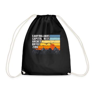 Explore Utah National Parks Mountains - Drawstring Bag - black - Front