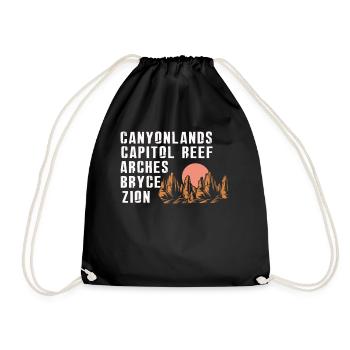 Explore Utah National Parks Mountains - Drawstring Bag - black - Front