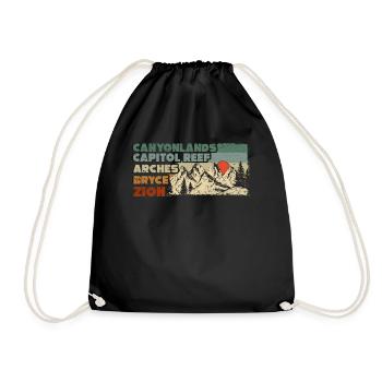 Explore Utah National Parks Mountains - Drawstring Bag - black - Front