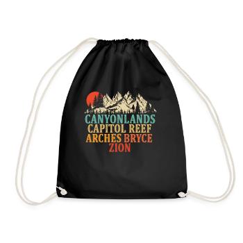 Explore Utah National Parks Mountains - Drawstring Bag - black - Front