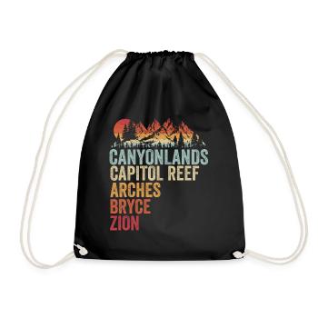 Explore Utah National Parks Mountains - Drawstring Bag - black - Front
