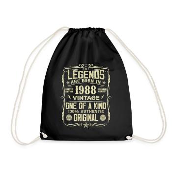 Made In 1988 Vintage Anniversary Gift 1988 - Drawstring Bag - black - Front