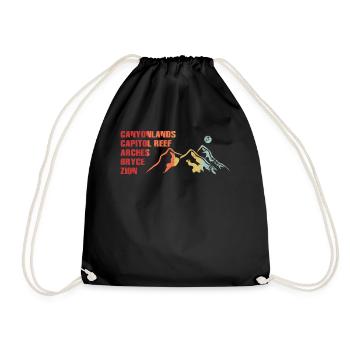 Explore Utah National Parks Mountains - Drawstring Bag - black - Front