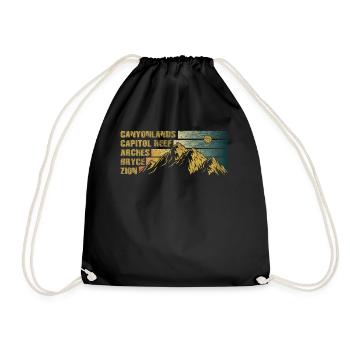 Explore Utah National Parks Mountains - Drawstring Bag - black - Front