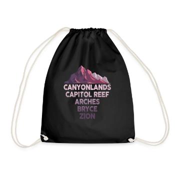 Explore Utah National Parks Mountains - Drawstring Bag - black - Front