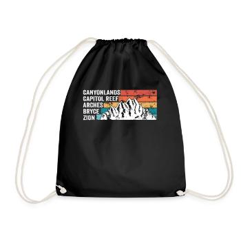 Explore Utah National Parks Mountains - Drawstring Bag - black - Front