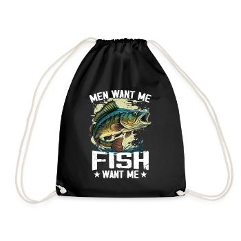 Men Want Me Fish Fear Me Tees Fishing - Drawstring Bag - black - Front
