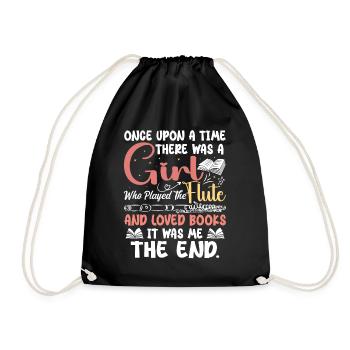 Flute Player Book Lover Flutist Marching Musician - Drawstring Bag - black - Front