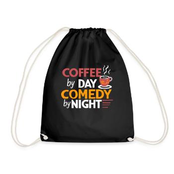 Kaffee bei Tag Comedy bei Nacht Komiker - Turnbeutel - Schwarz - Vorne