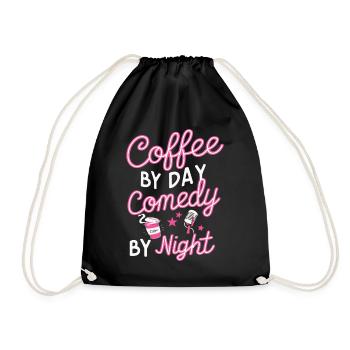 Kaffee bei Tag Comedy bei Nacht Komiker - Turnbeutel - Schwarz - Vorne