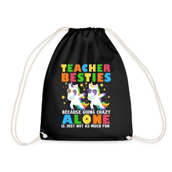 Teacher Besties Because Going Crazy - Drawstring Bag - black - Front