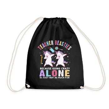 Teacher Besties Because Going Crazy - Drawstring Bag - black - Front