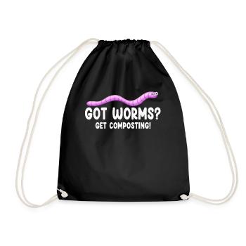 Worm Farmer Vermicompost Cute Men Women - Drawstring Bag - black - Front