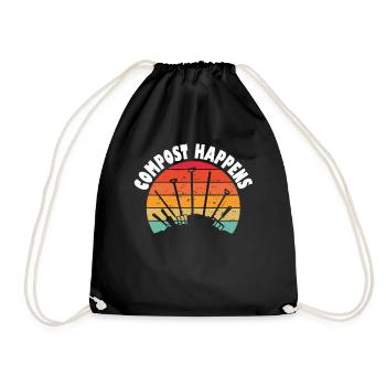 Worm Farmer Vermicompost Cute Men Women - Drawstring Bag - black - Front
