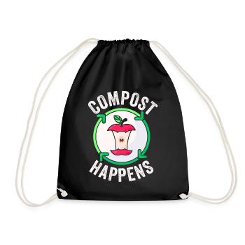 Worm Farmer Vermicompost Cute Men Women - Drawstring Bag - black - Front