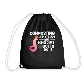 Worm Farmer Vermicompost Cute Men Women - Drawstring Bag - black - Front