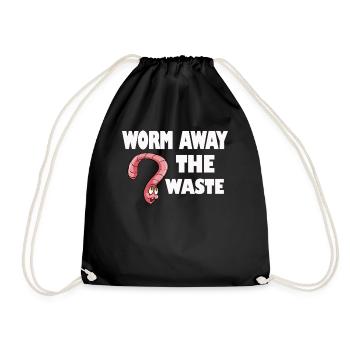 Worm Farmer Vermicompost Cute Men Women - Drawstring Bag - black - Front