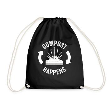 Worm Farmer Vermicompost Cute Men Women - Drawstring Bag - black - Front