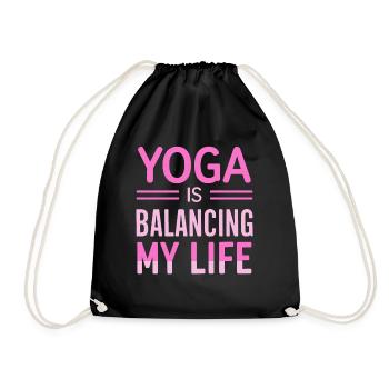 Yoga balanciert mein Leben - Turnbeutel - Schwarz - Vorne