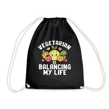 Vegetarian Balancing My Life - Drawstring Bag - black - Front