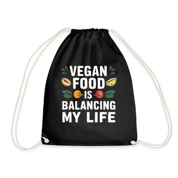 Vegan Food Is Balancing My Life - Drawstring Bag - black - Front