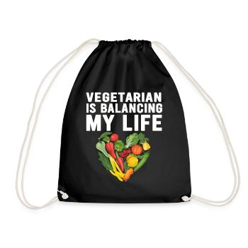 Vegetarian Balancing My Life - Drawstring Bag - black - Front