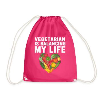 Vegetarian Balancing My Life - Drawstring Bag - fuchsia - Front